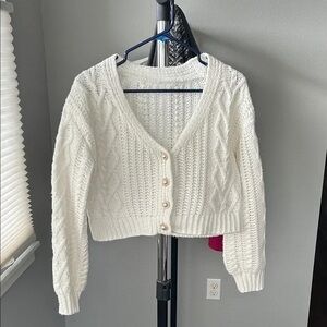 White Cable Knit Women's Sweater